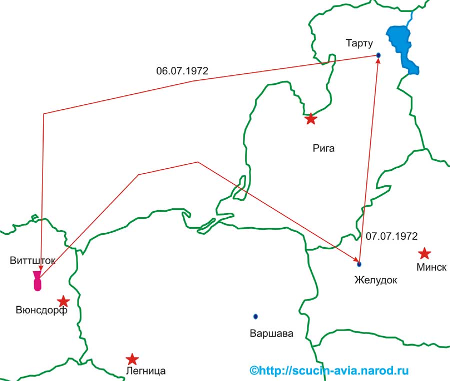 Приблизительная карта учений 132го тбап с посадкой на аэродроме Желудок