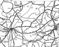Щучин на карте 1945 года